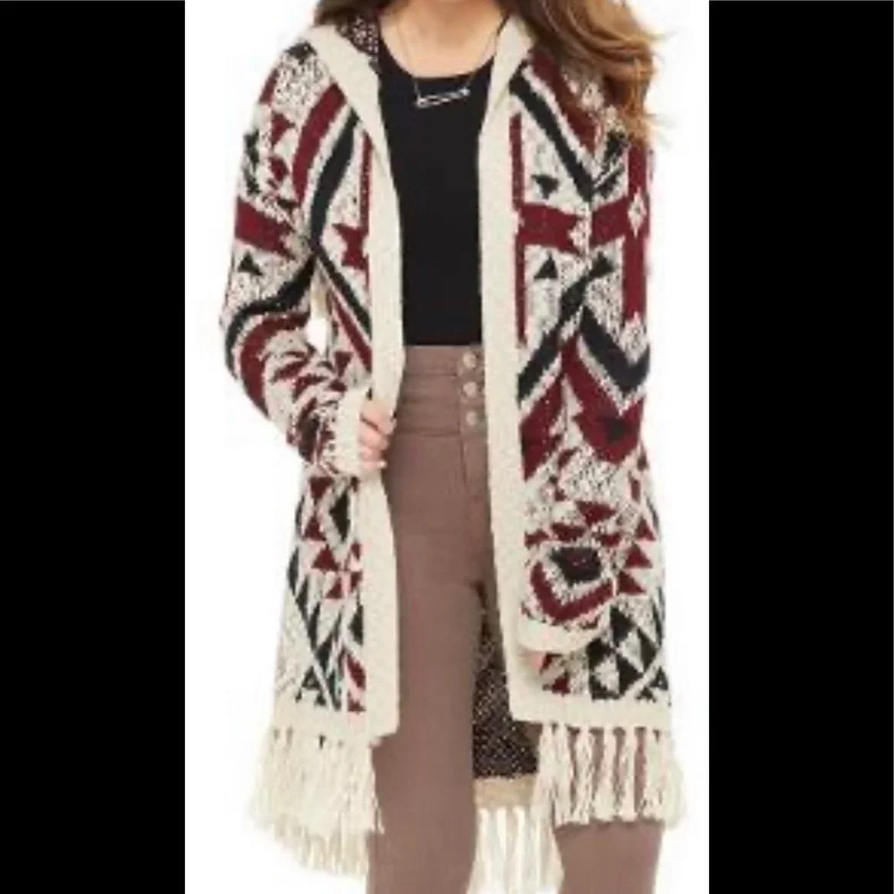 Bethany Mota Women'sOpen Flow Hooded Boho …